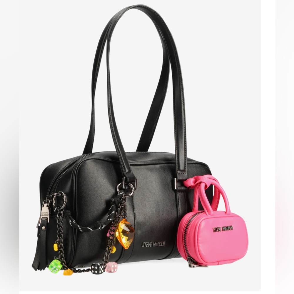 Steve Madden Bharlan Black Pink Shoulder Bag New - Picture 2 of 7